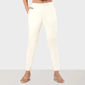Off White Stretchable Cotton Pant
